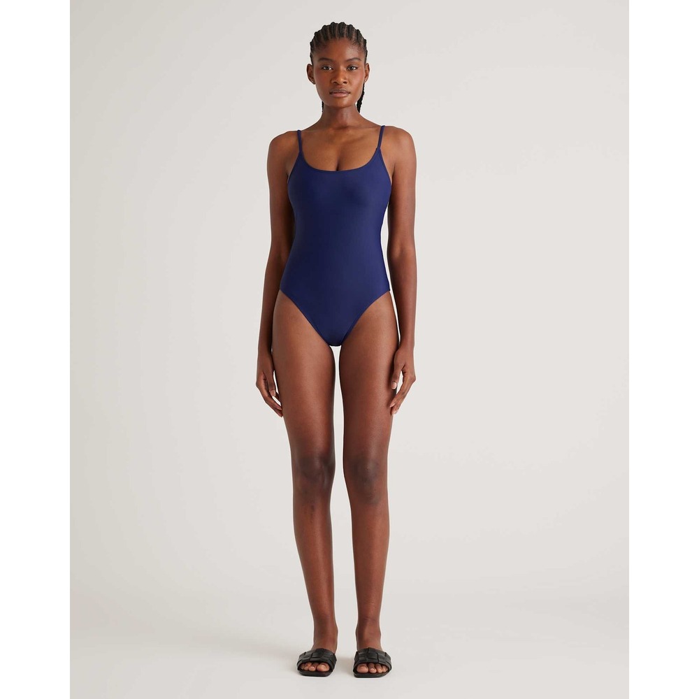 Quince Italian Cami One Piece Swimsuit Deep Navy Blue NEW Womens Small